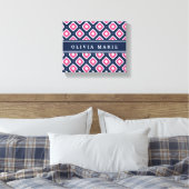 Blauw roze Ikat Mod Patroon met Naam Canvas Afdruk (Insitu (Slaapkamer))