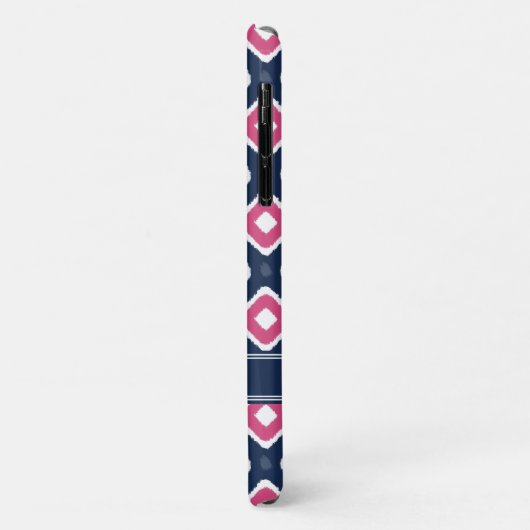 Blauw roze Ikat Mod Patroon met Naam Case-Mate iPhone Case (Achterkant/links)