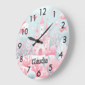 Blauw roze kasteel vis zee sprookje kinderkamer grote klok (Hoek)