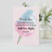 Blauw roze katoenachtig Snoep BronzeGold Glitter B Bedankkaart (Staand voorkant)