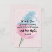 Blauw roze katoenachtig Snoep BronzeGold Glitter B Bedankkaart (Voorkant / Achterkant)