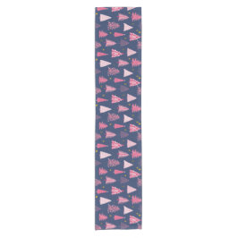 Blauw & Roze Kerstboompatroon Korte Tafelloper