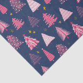 Blauw & Roze Kerstboompatroon Tissuepapier (Detail)