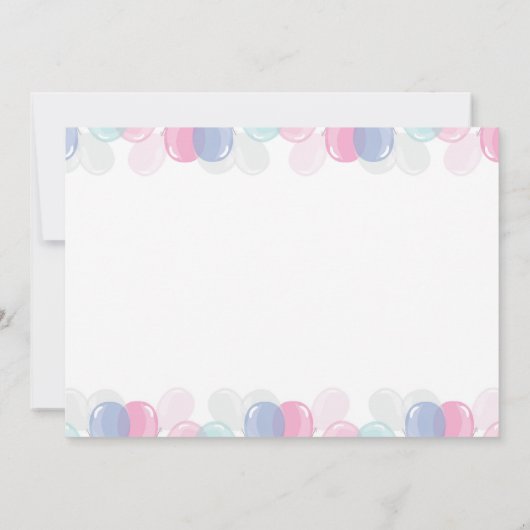 Blauw Roze Kleine Teddy Bear Baby shower Invitatio Bedankkaart (Achterkant)