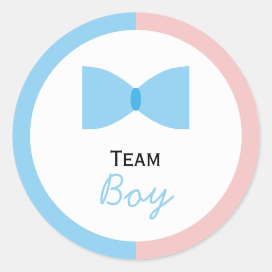 Blauw roze kleurenblok Geslacht Boog Stropdas Ronde Sticker (Voorkant)