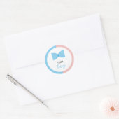 Blauw roze kleurenblok Geslacht Boog Stropdas Ronde Sticker (Envelop)