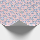  blauw roze konijnenkonijnenpatroon schattig cadeaupapier (Hoek)