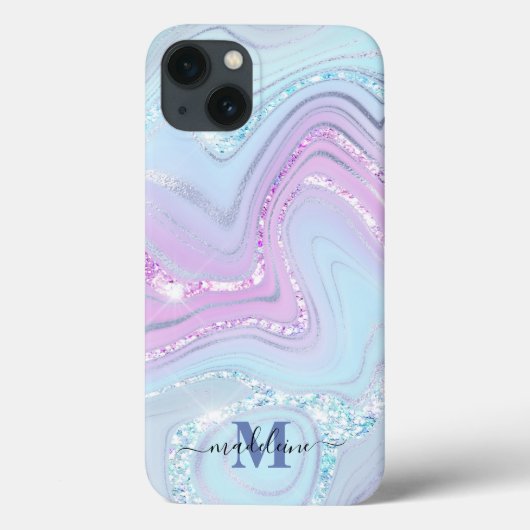 Blauw roze kristal marmer Iridescent Agate Case-Mate iPhone Case (Achterkant)