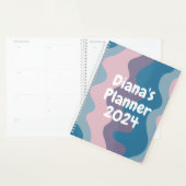 Blauw roze krommen Stripes kleurrijk Vet KUSTMAAT Planner (Display)