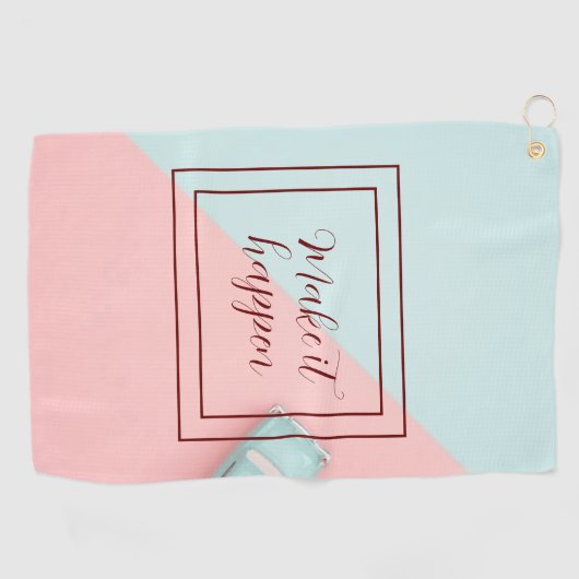 Blauw roze laat het gebeuren golfhanddoek (Horizontaal)