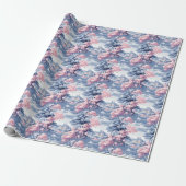 Blauw & Roze Landschap Cadeaupapier (Uitgerold)
