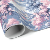 Blauw & Roze Landschap Cadeaupapier (Rol Hoek)