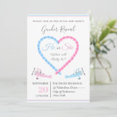 Blauw Roze Liefde Hart Rook Vliegtuig Geslacht Ont Kaart (Staand voorkant)