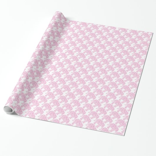 Blauw roze liefhebber Elephant Gift Wrap Cadeaupapier (Uitgerold)