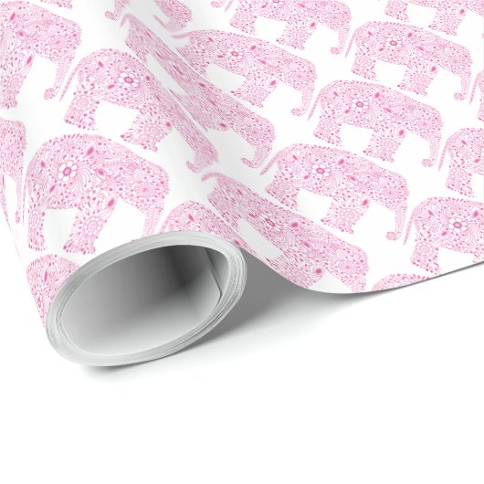 Blauw roze liefhebber Elephant Gift Wrap Cadeaupapier (Rol Hoek)