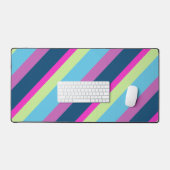 Blauw roze limoen Kleurrijke retro geometrische li Bureaumat (Keyboard & Muis)