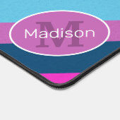 Blauw roze limoen retro geometrische lijnen Monogr Bureaumat (Hoek)