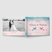 Blauw Roze Lovebirds Mexicaans Bruiloft Gastenboek (Volledig)