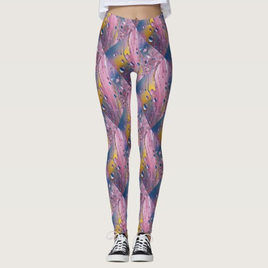 Blauw-roze luchtbelletjes Leggings (Voorkant)
