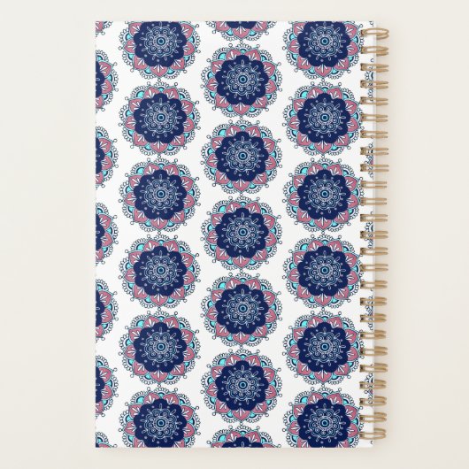 Blauw Roze Mandala Patroon Boho Planner (Achterkant)