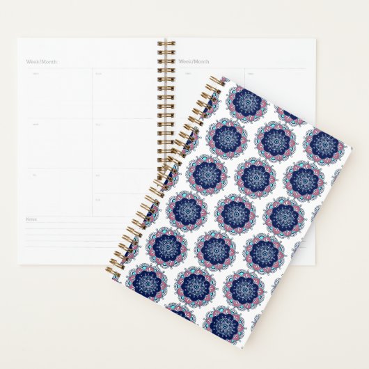 Blauw Roze Mandala Patroon Boho Planner (Display)
