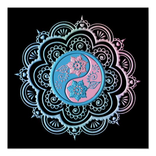 Blauw & Roze Mandala Perfect Poster (Voorkant)
