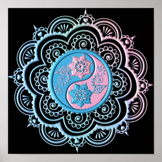 Blauw & Roze Mandala Poster (Voorkant)