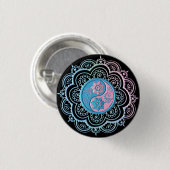 Blauw & Roze Mandala Ronde Button 3,2 Cm (Voorkant /achterkant)