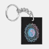 Blauw & Roze Mandala Sleutelhanger (Voorkant Links)