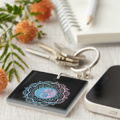 Blauw & Roze Mandala Sleutelhanger (Voorkant Rechts)