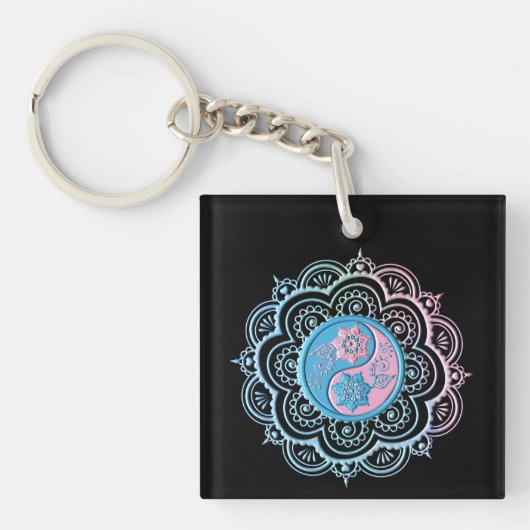 Blauw & Roze Mandala Sleutelhanger (Voorkant)