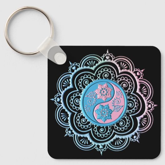 Blauw & Roze Mandala Sleutelhanger (Voorkant)