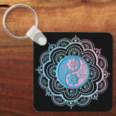 Blauw & Roze Mandala Sleutelhanger (Voorkant)