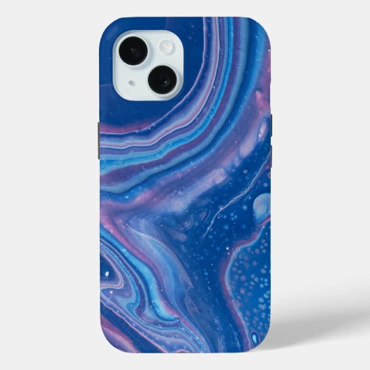 Blauw & Roze Marmer Agate Abstractie Case-Mate iPhone Case (Achterkant)