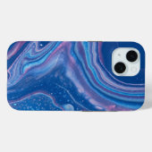 Blauw & Roze Marmer Agate Abstractie Case-Mate iPhone Case (Achterkant (horizontaal))