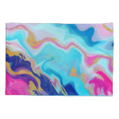 Blauw-roze Marmer: Gouden Glitter Textuur. Kussensloop (Achterkant)