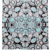 Blauw roze mocha zwart verloopkleurenvulpatroon douchegordijn (Voorkant)