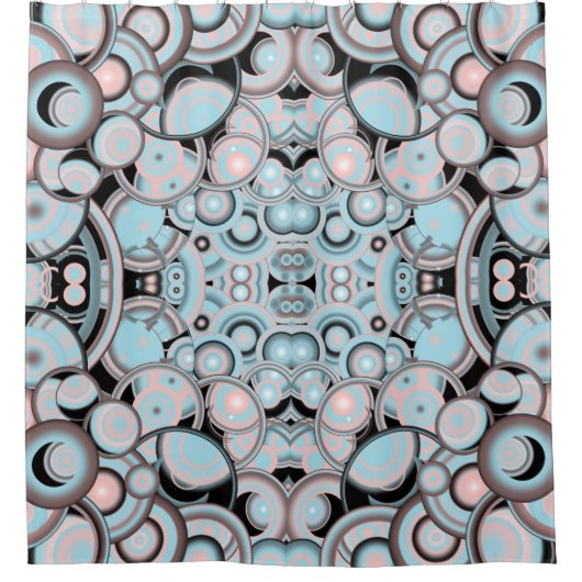 Blauw roze mocha zwart verloopkleurenvulpatroon douchegordijn (Voorkant)