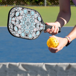Blauw roze mocha zwart verloopkleurenvulpatroon pickleball paddle