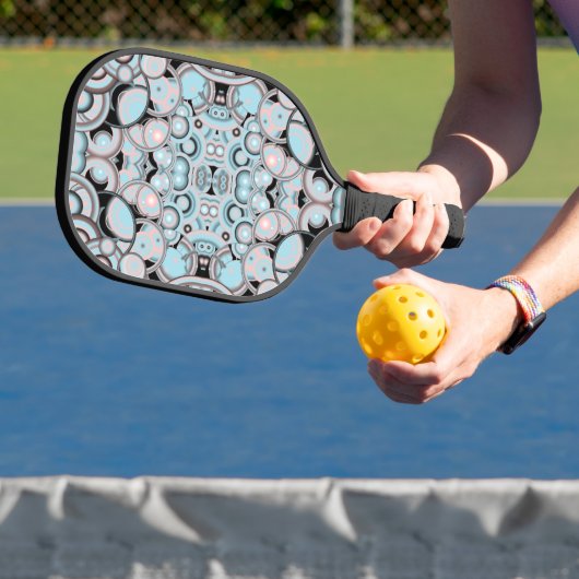 Blauw roze mocha zwart verloopkleurenvulpatroon pickleball paddle (Insitu)