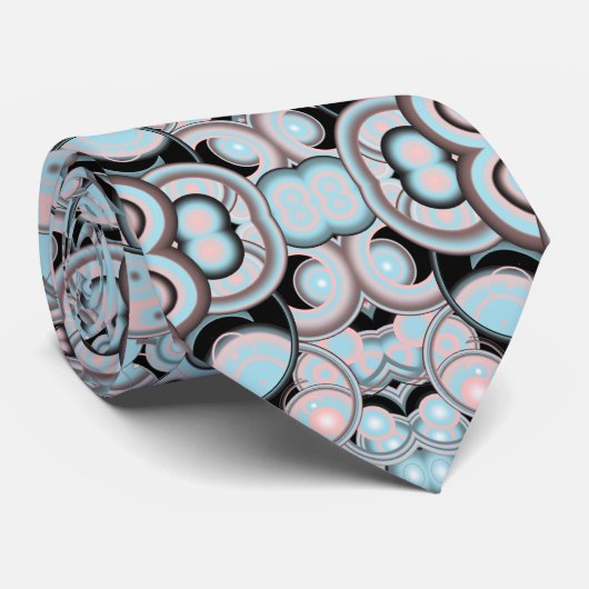 Blauw roze mocha zwart verloopkleurenvulpatroon stropdas (Opgerold)