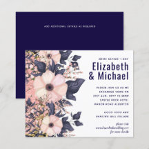 Blauw Roze Moderne Trouwbudget,marineblauw,lichtro