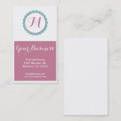 Blauw roze monogram aangepaste visitekaartjes (Voorkant / Achterkant)