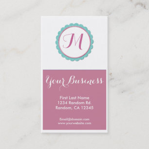 Blauw roze monogram aangepaste visitekaartjes