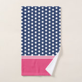 Blauw Roze Monogram Polka Dot Spotty Bad Handdoek (Handdoek)