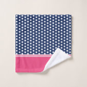 Blauw Roze Monogram Polka Dot Spotty Bad Handdoek (Wasdoekje)