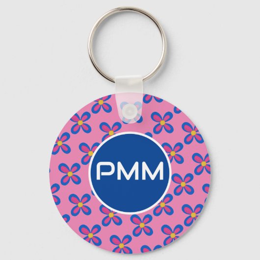 Blauw/Roze Monogram Sleutelhanger (Voorkant)