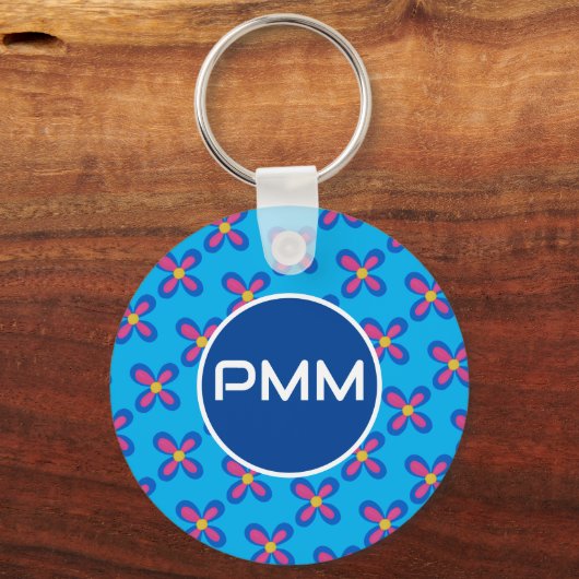 Blauw/Roze Monogram Sleutelhanger (Achterkant)