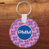 Blauw/Roze Monogram Sleutelhanger (Voorkant)