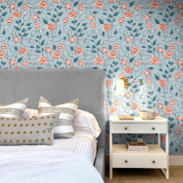 Blauw Roze Mooie Baby Meisje Bloem Behang